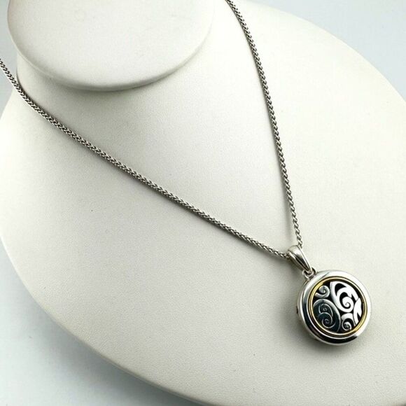 Brighton Spin Master Round circle Locket Necklace - two tone - Picture 3 of 5